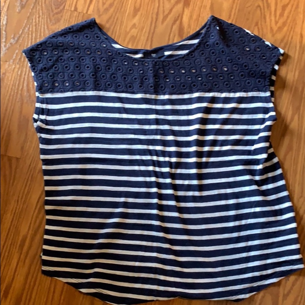 Navy and White Striped Gap Top